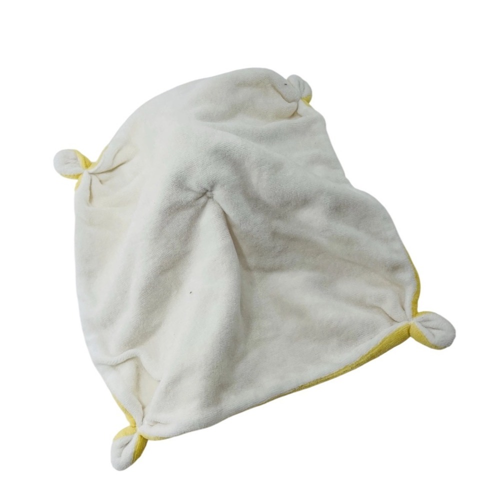 Burts Bees Baby Bumble Bee Lovey Security Blanket Yellow White Knotted Plush New - Picture 4 of 7